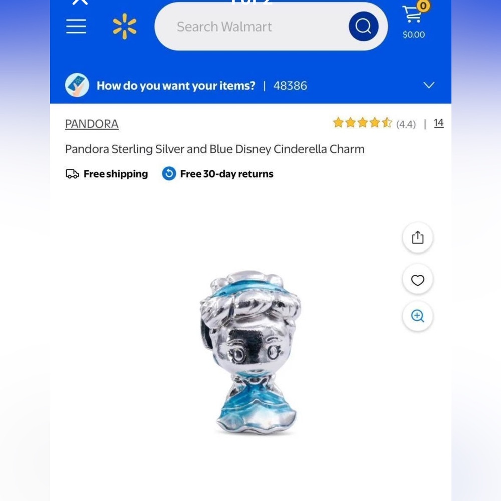 Authentic Pandora Disney Park Blue Cinderella Enamel Charm‼️